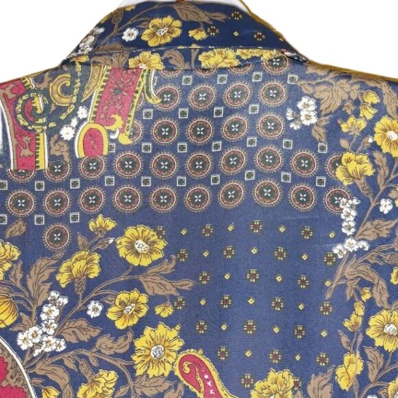 VINTAGE Long Sleeve Paisley Print Satin Dress Size 8 Petite - Picture 5 of 7